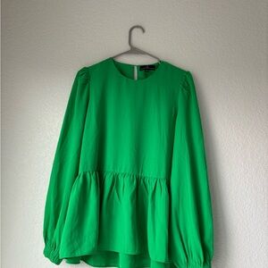 Pomander Place Vibrant Green Peplum Blouse